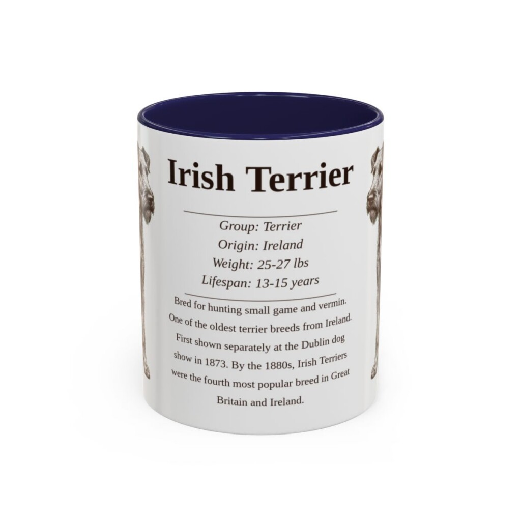 11oz Irish Terrier Mug, Navy, front view