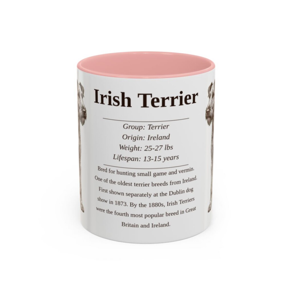 11oz Irish Terrier Mug, Pink, front view
