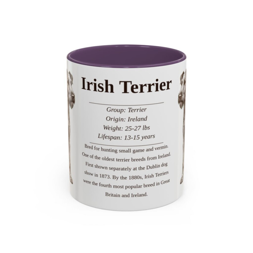 11oz Irish Terrier Mug, Purple, front view