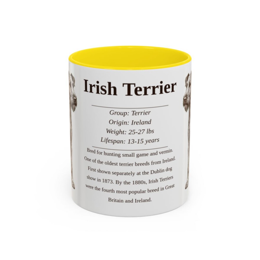 11oz Irish Terrier Mug, Yellow, front view