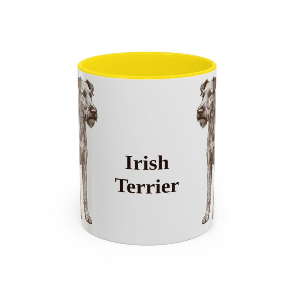 11oz Irish Terrier Mug, Yellow, front view