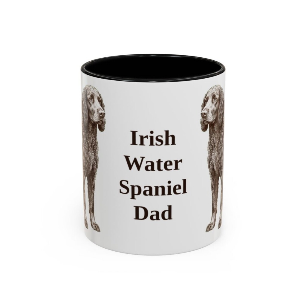 11oz Irish Water Spaniel Dog Dad Mug, Black, front view