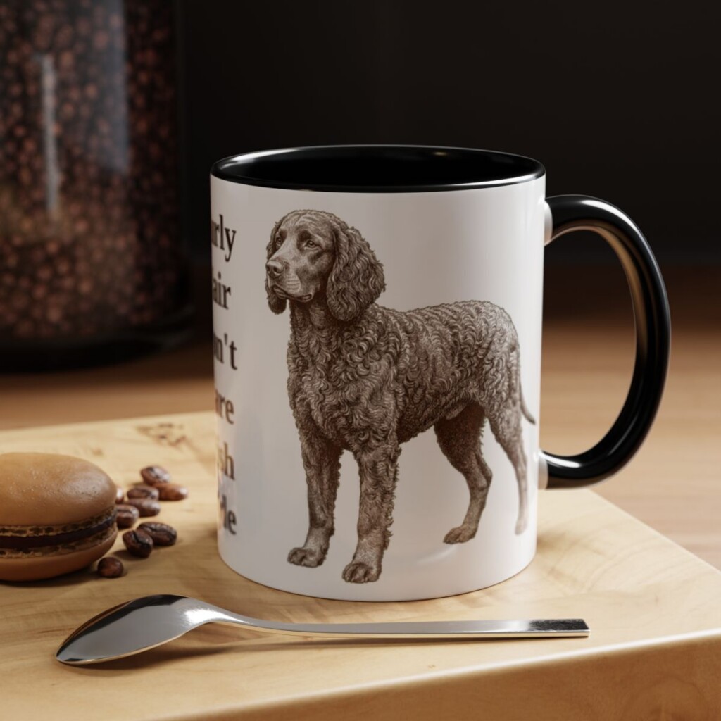 11oz-irish-water-spaniel-mug-humor-black-1 11oz Funny Irish Water Spaniel Mug, Black, lifestyle photo