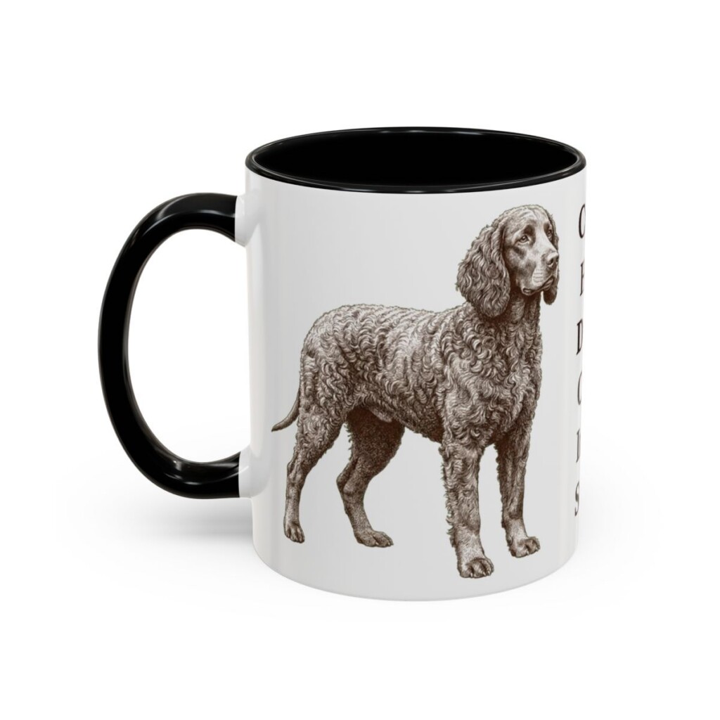 11oz-irish-water-spaniel-mug-humor-black-left-1 11oz Funny Irish Water Spaniel Mug, Black, left side view