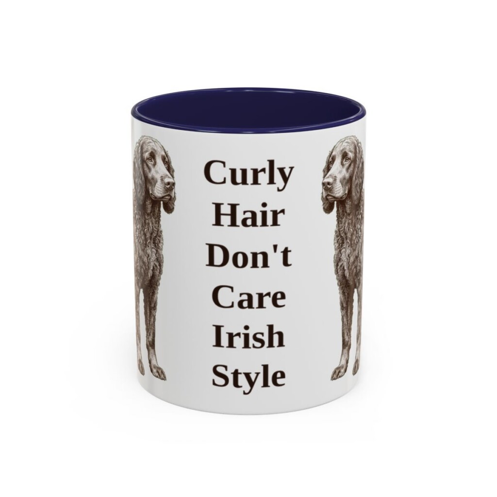 11oz-irish-water-spaniel-mug-humor-navy-1 11oz Funny Irish Water Spaniel Mug, Navy, front view