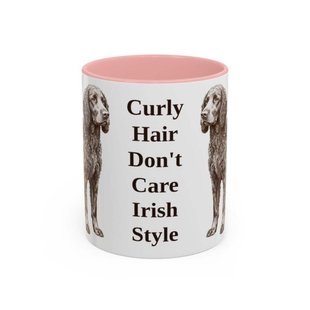 11oz-irish-water-spaniel-mug-humor-pink-1 11oz Funny Irish Water Spaniel Mug, Pink, front view