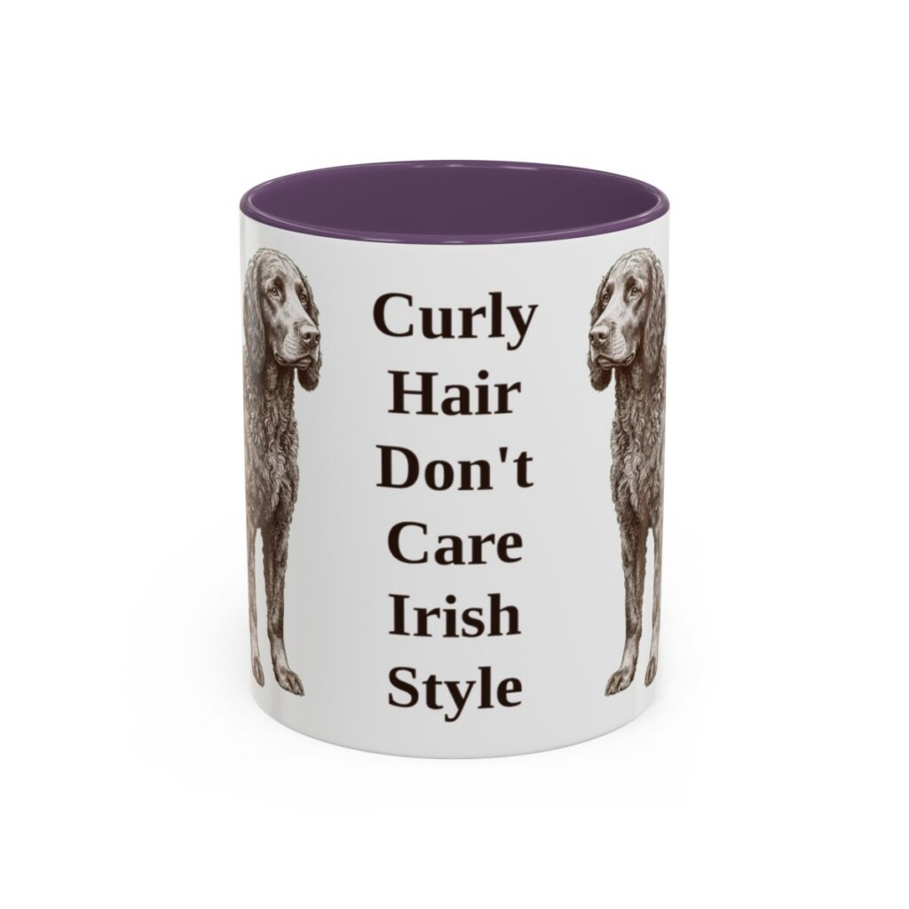 11oz-irish-water-spaniel-mug-humor-purple-1 11oz Funny Irish Water Spaniel Mug, Purple, front view