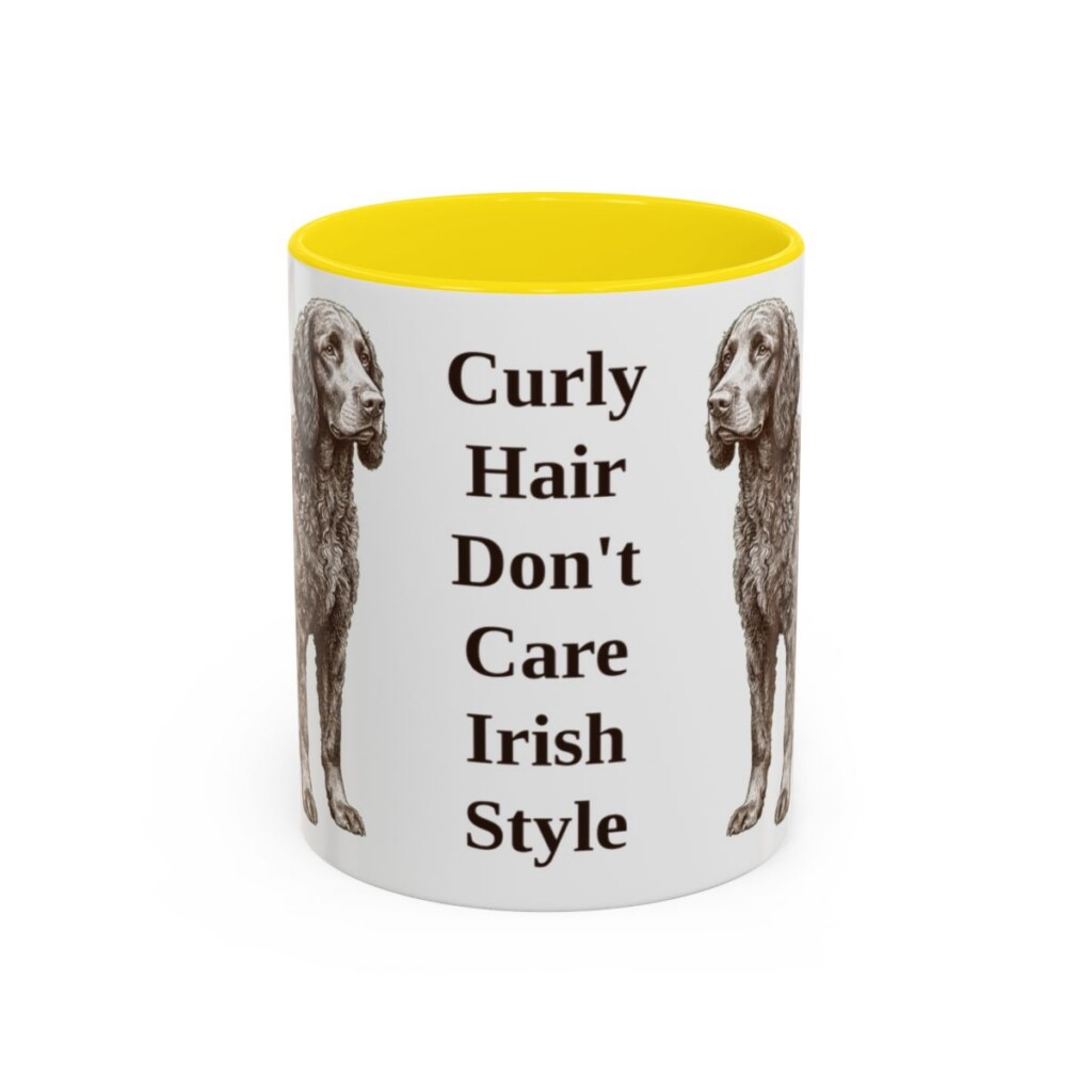 11oz-irish-water-spaniel-mug-humor-yellow-1 11oz Funny Irish Water Spaniel Mug, Yellow, front view