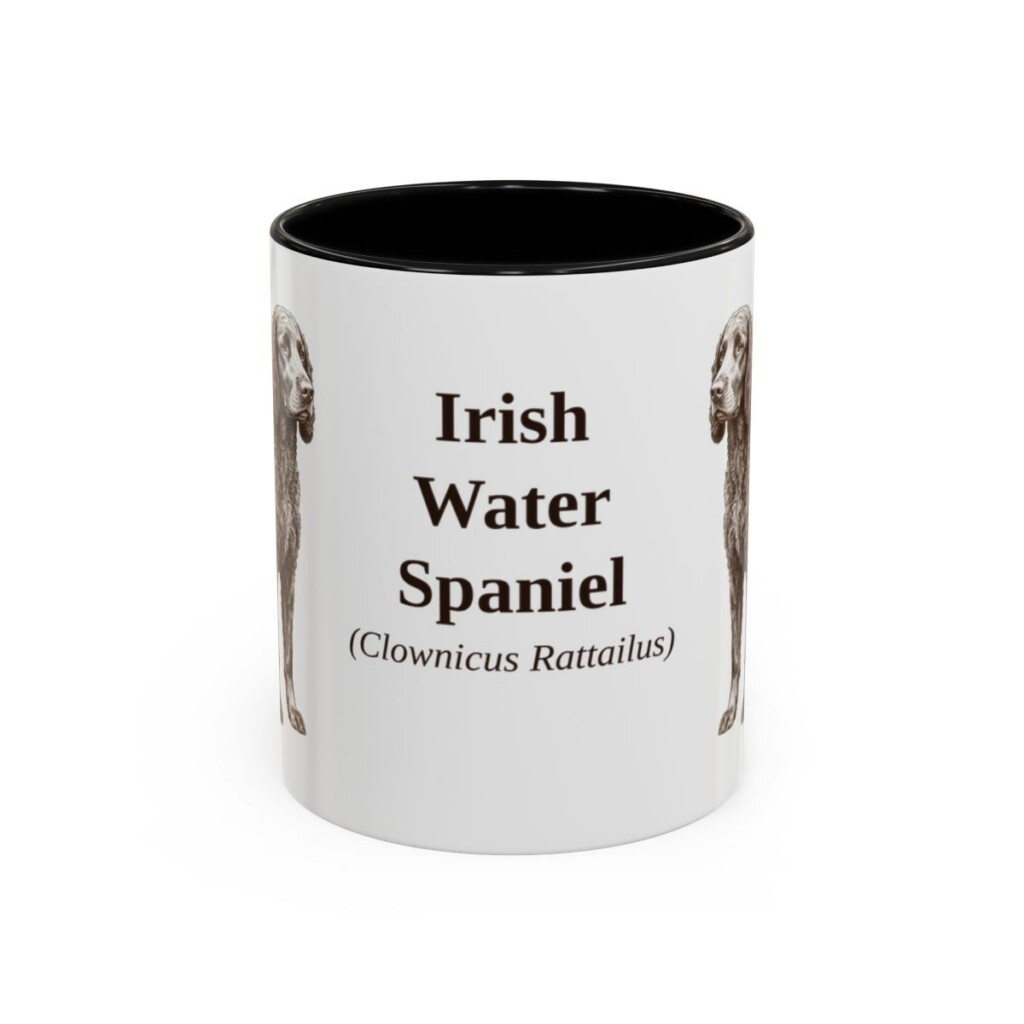 11oz Irish Water Spaniel Latin Mug, Black, front view