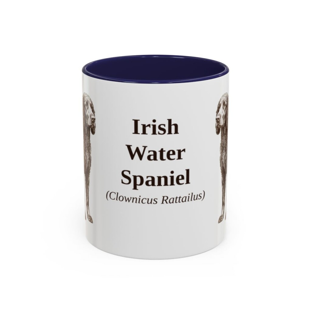 11oz Irish Water Spaniel Latin Mug, Navy, front view