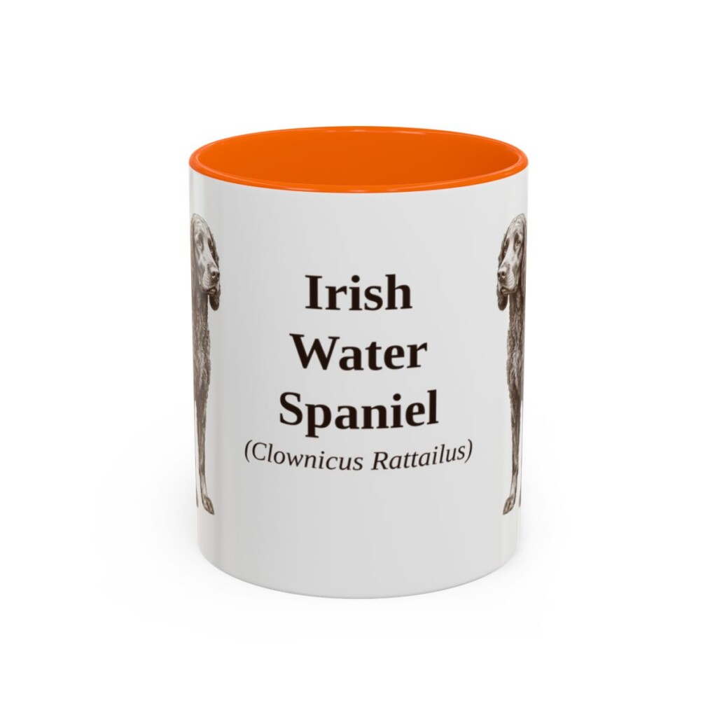 11oz Irish Water Spaniel Latin Mug, Orange, front view