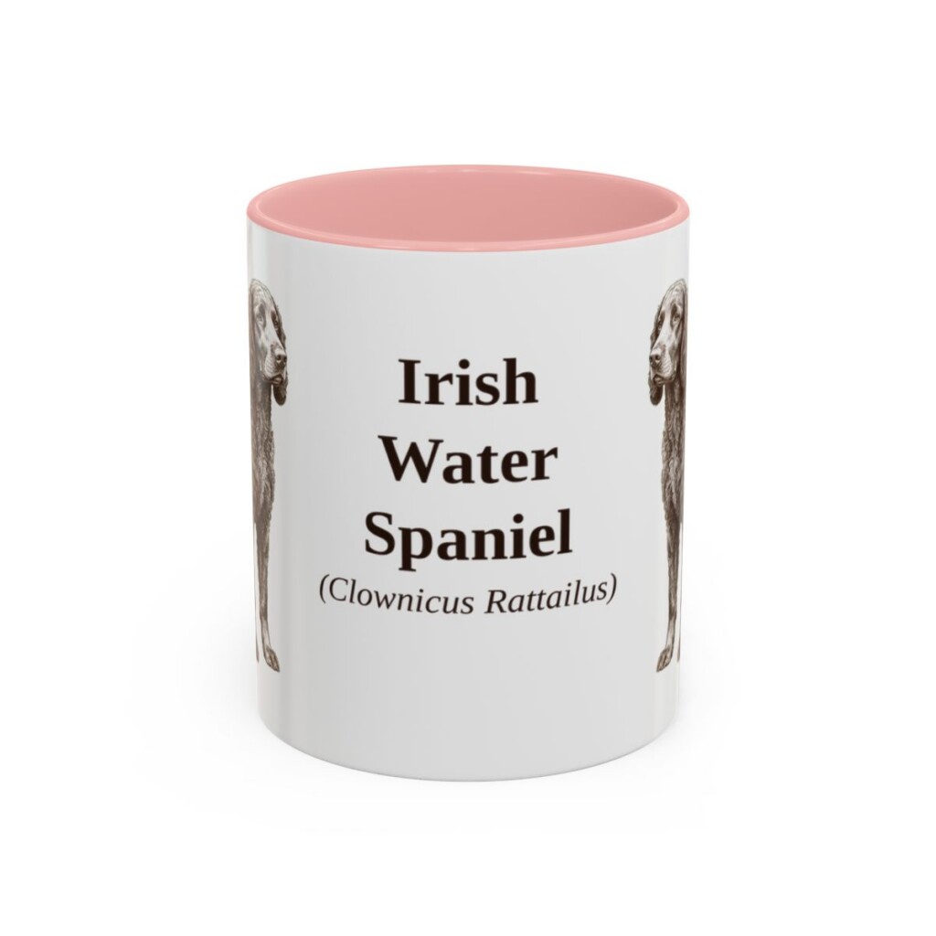 11oz Irish Water Spaniel Latin Mug, Pink, front view