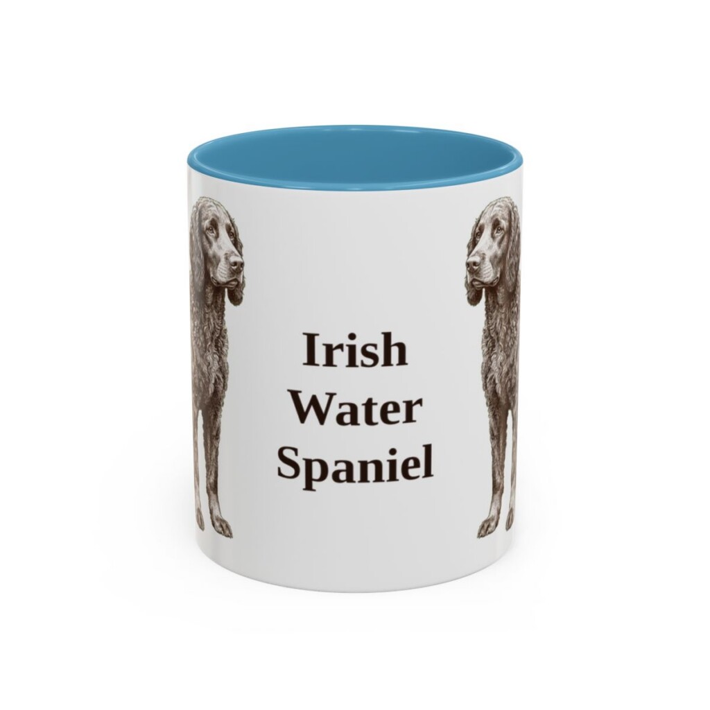 11oz Irish Water Spaniel Mug, Light Blue, front view