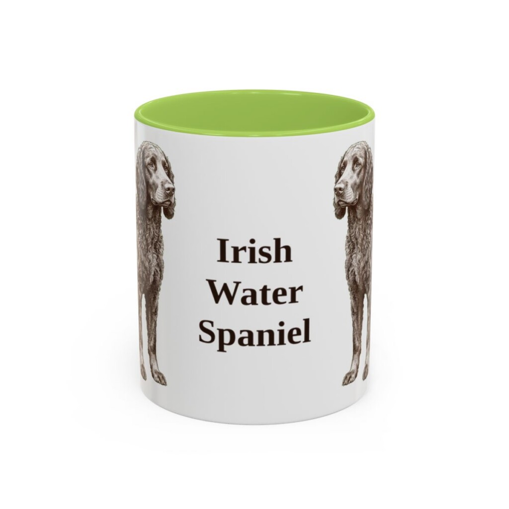 11oz Irish Water Spaniel Mug, Light Green, front view