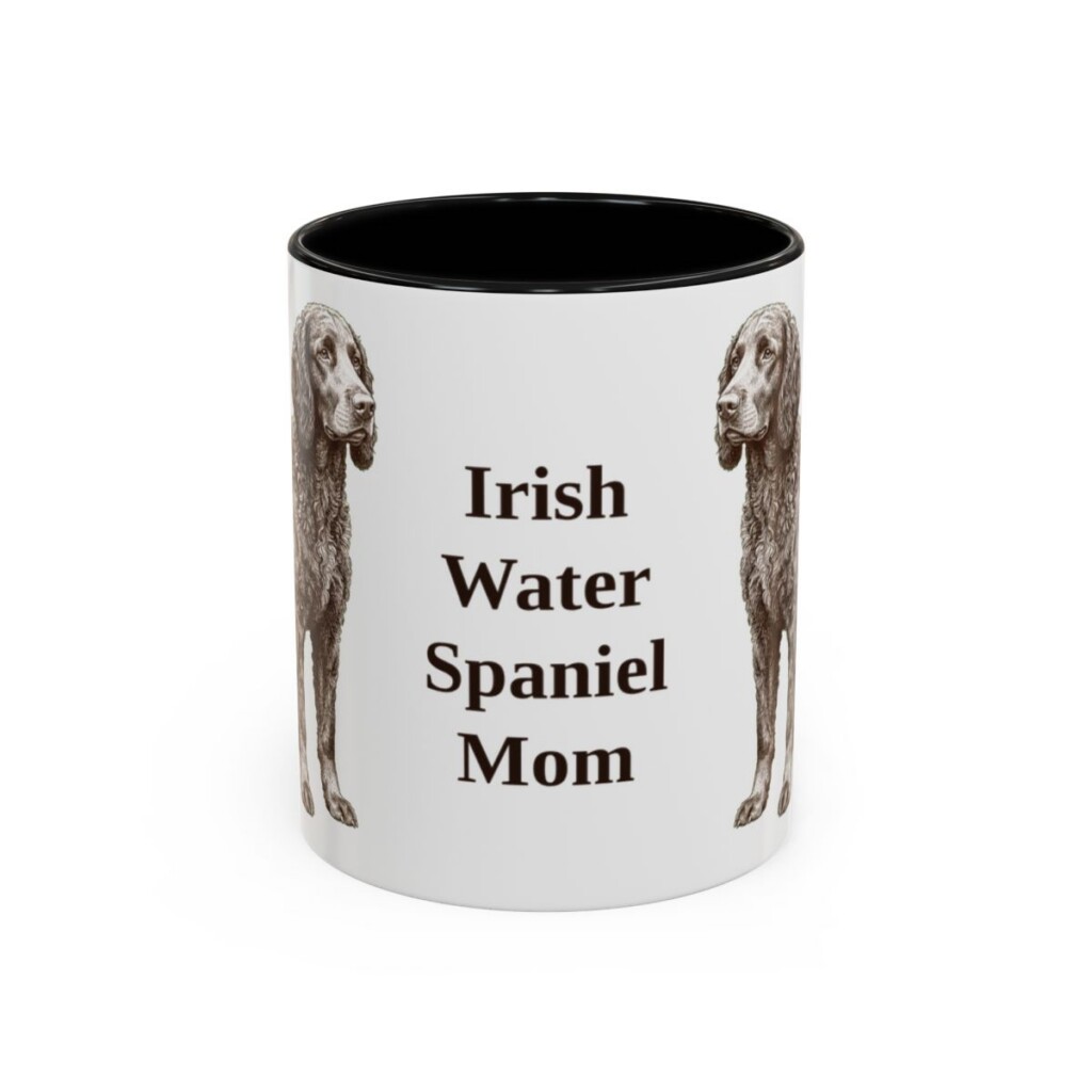 11oz Irish Water Spaniel Dog Mom Mug, Black, front view