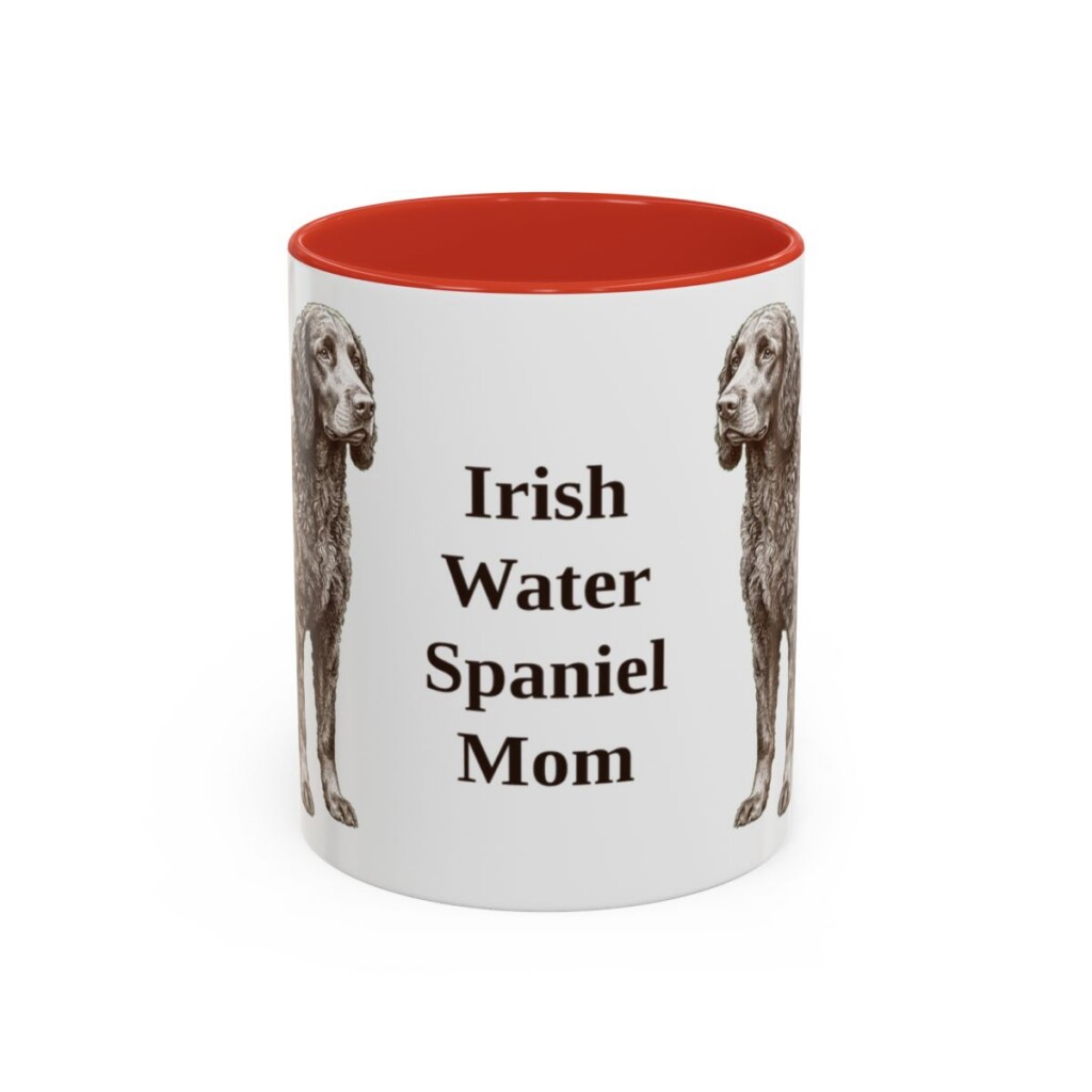 11oz Irish Water Spaniel Dog Mom Mug, Red, front view