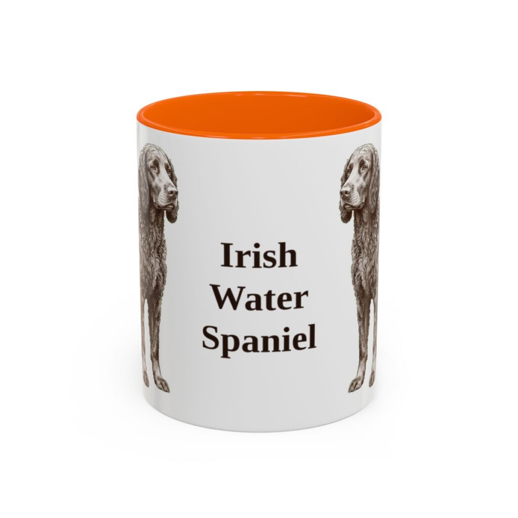 11oz Irish Water Spaniel Mug, Orange, front view