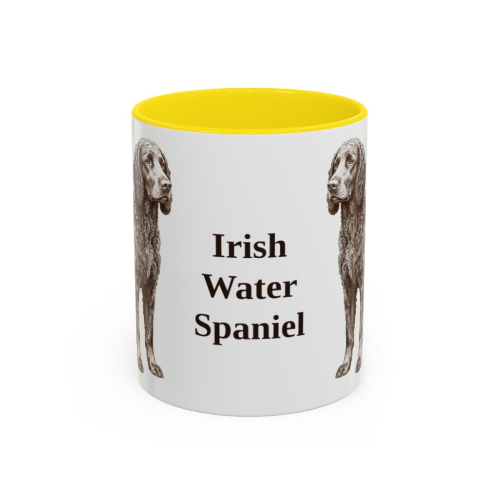 11oz Irish Water Spaniel Mug, Yellow, front view