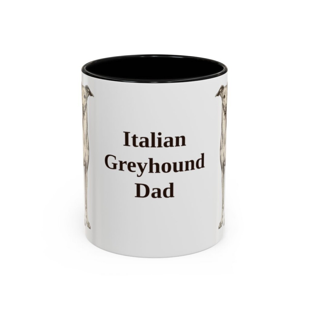11oz Italian Greyhound Dog Dad Mug, Black, front view