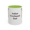 11oz Italian Greyhound Dog Dad Mug, Light Green, front view
