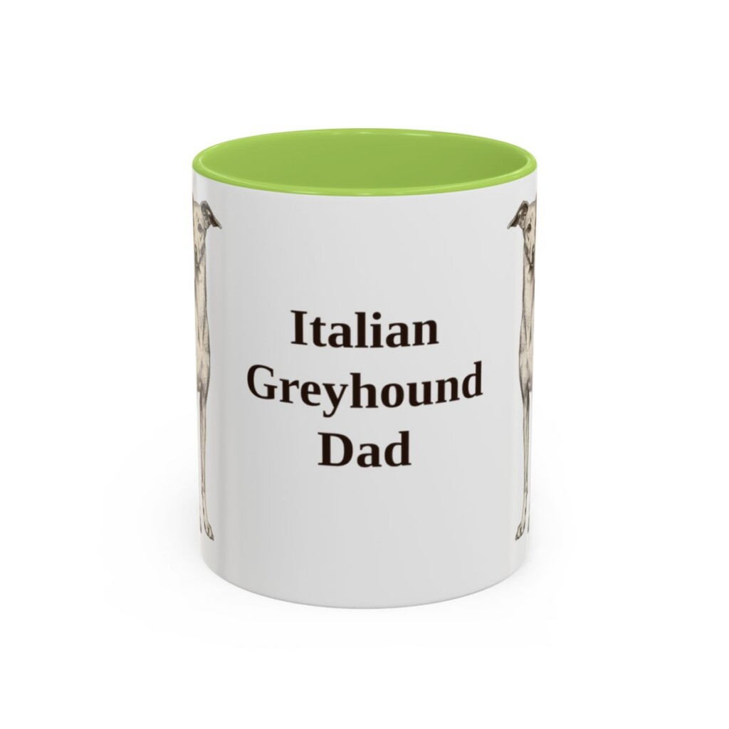 11oz Italian Greyhound Dog Dad Mug, Light Green, front view
