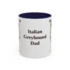 11oz Italian Greyhound Dog Dad Mug, Navy, front view