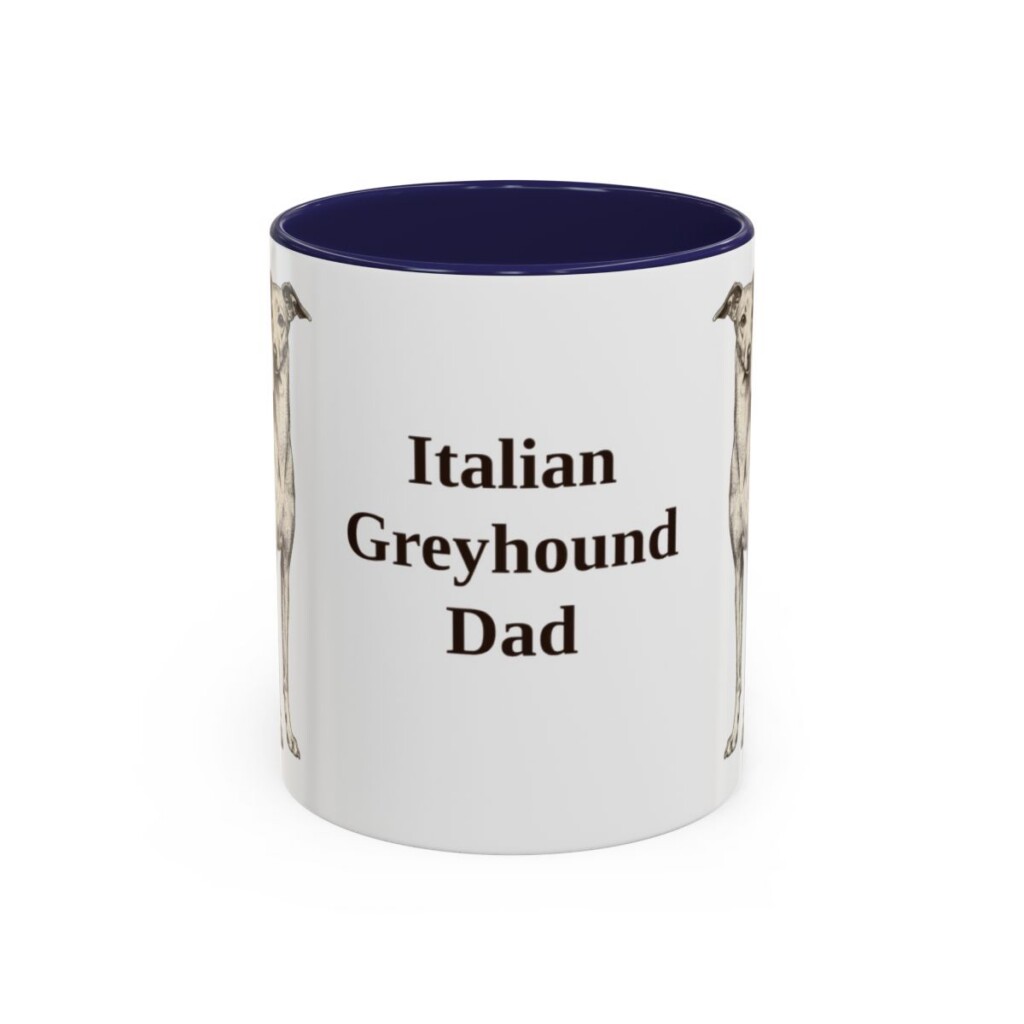 11oz Italian Greyhound Dog Dad Mug, Navy, front view