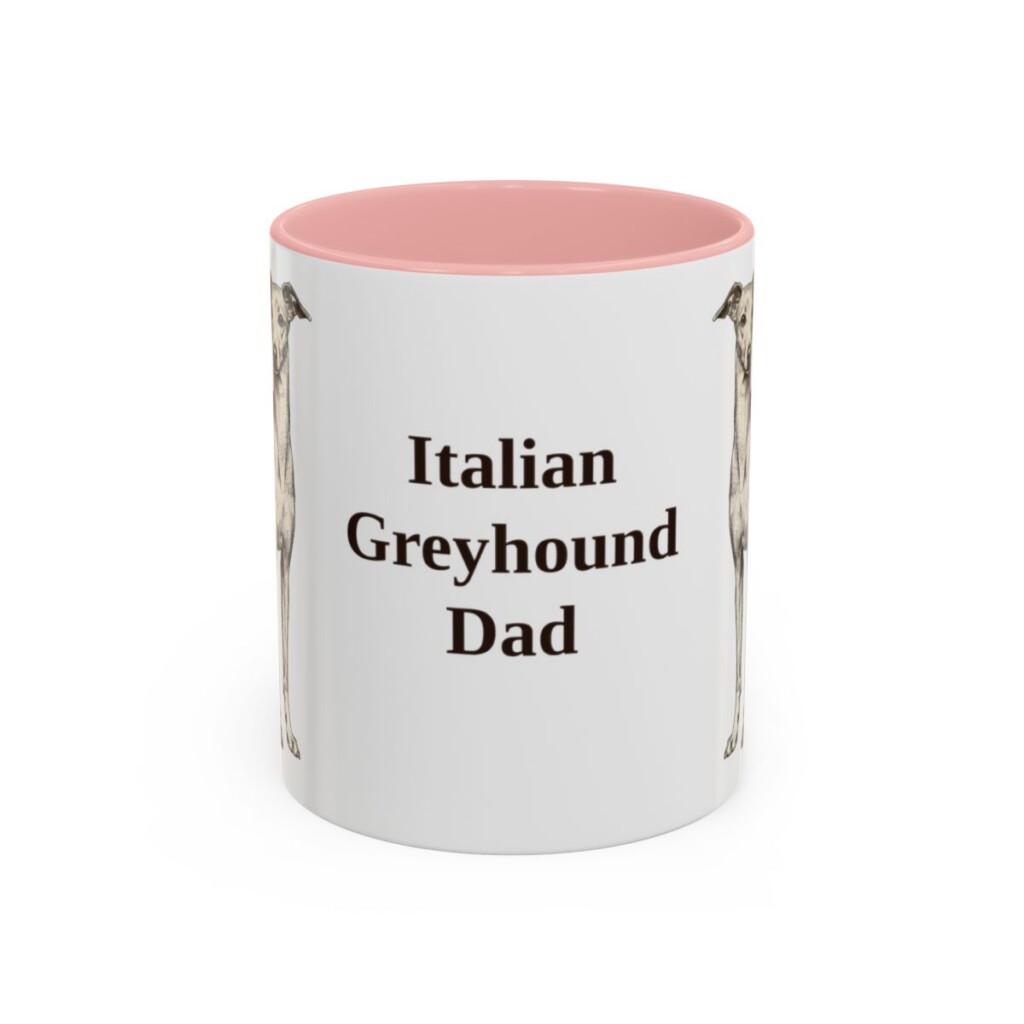 11oz Italian Greyhound Dog Dad Mug, Pink, front view