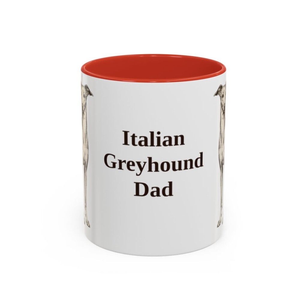 11oz Italian Greyhound Dog Dad Mug, Red, front view
