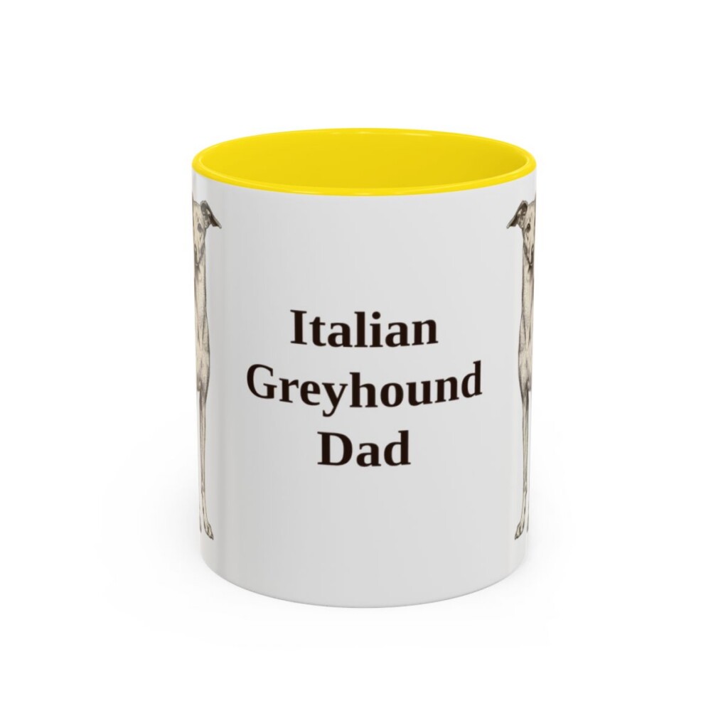 11oz Italian Greyhound Dog Dad Mug, Yellow, front view