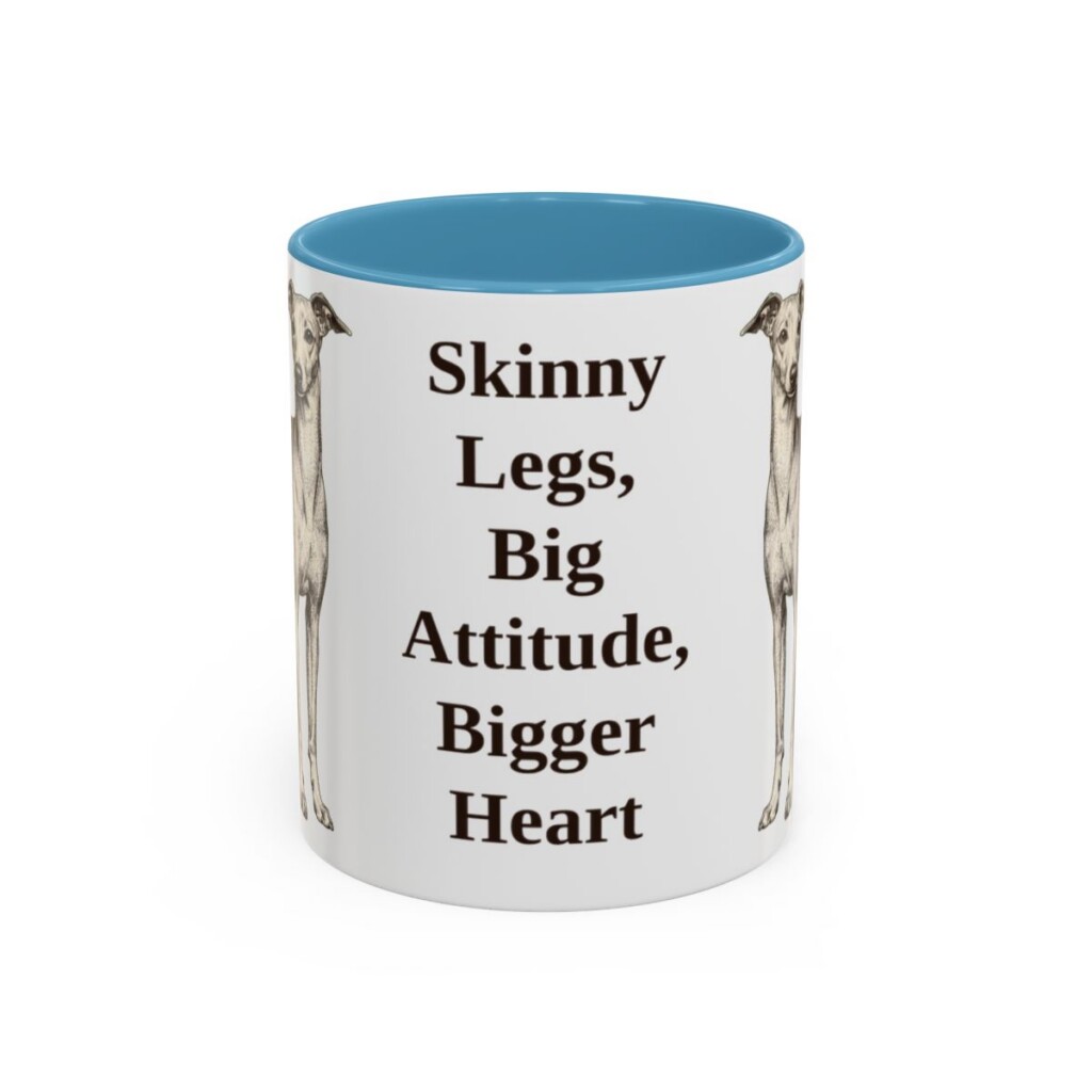 11oz-italian-greyhound-mug-humor-light-blue 11oz Funny Italian Greyhound Mug, Light Blue, front view