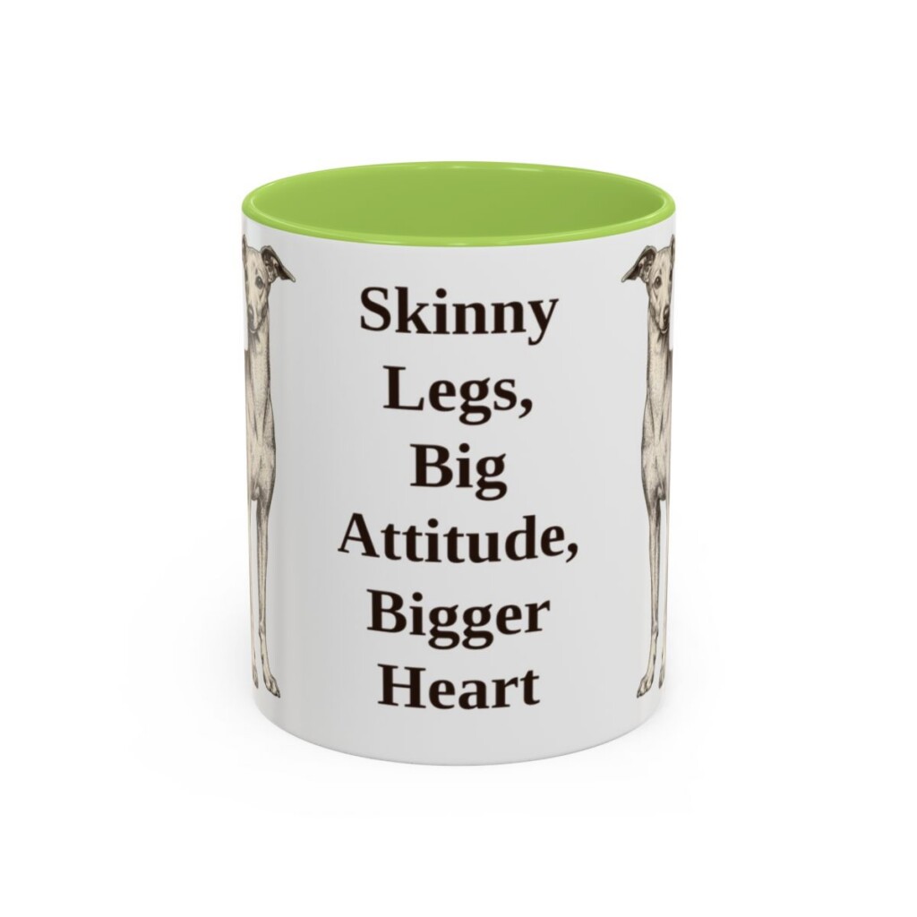 11oz-italian-greyhound-mug-humor-light-green 11oz Funny Italian Greyhound Mug, Light Green, front view
