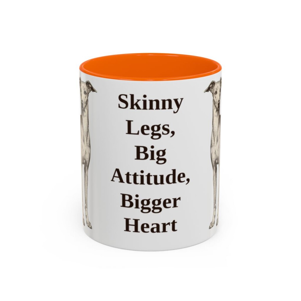 11oz-italian-greyhound-mug-humor-orange 11oz Funny Italian Greyhound Mug, Orange, front view