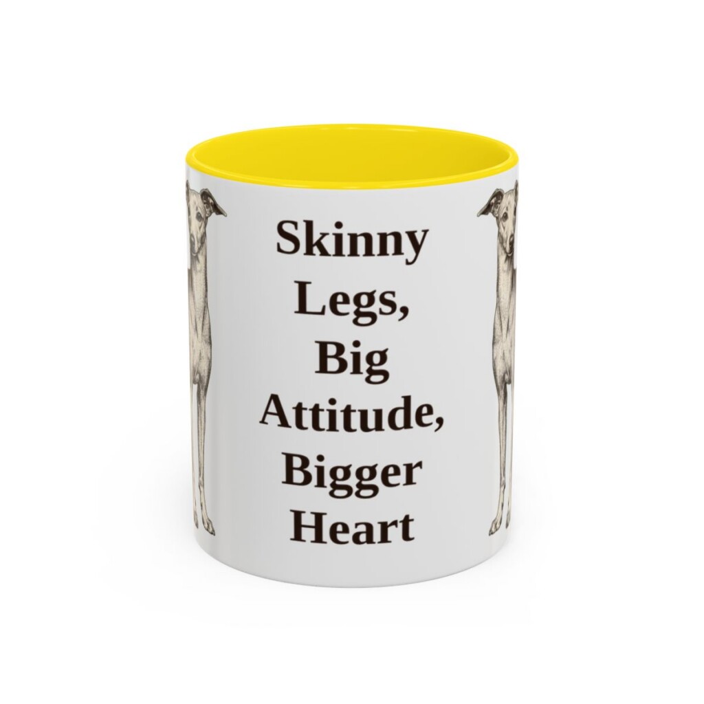 11oz-italian-greyhound-mug-humor-yellow 11oz Funny Italian Greyhound Mug, Yellow, front view