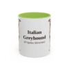 11oz-italian-greyhound-mug-latin-light-green 11oz Italian Greyhound Latin Mug, Light Green, front view