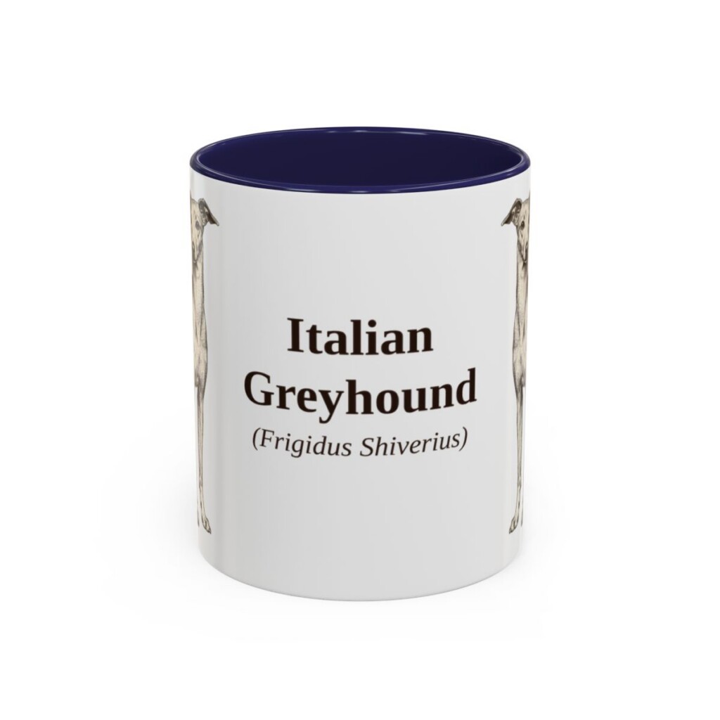 11oz-italian-greyhound-mug-latin-navy 11oz Italian Greyhound Latin Mug, Navy, front view