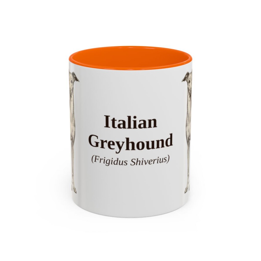 11oz-italian-greyhound-mug-latin-orange 11oz Italian Greyhound Latin Mug, Orange, front view