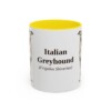 11oz-italian-greyhound-mug-latin-yellow 11oz Italian Greyhound Latin Mug, Yellow, front view