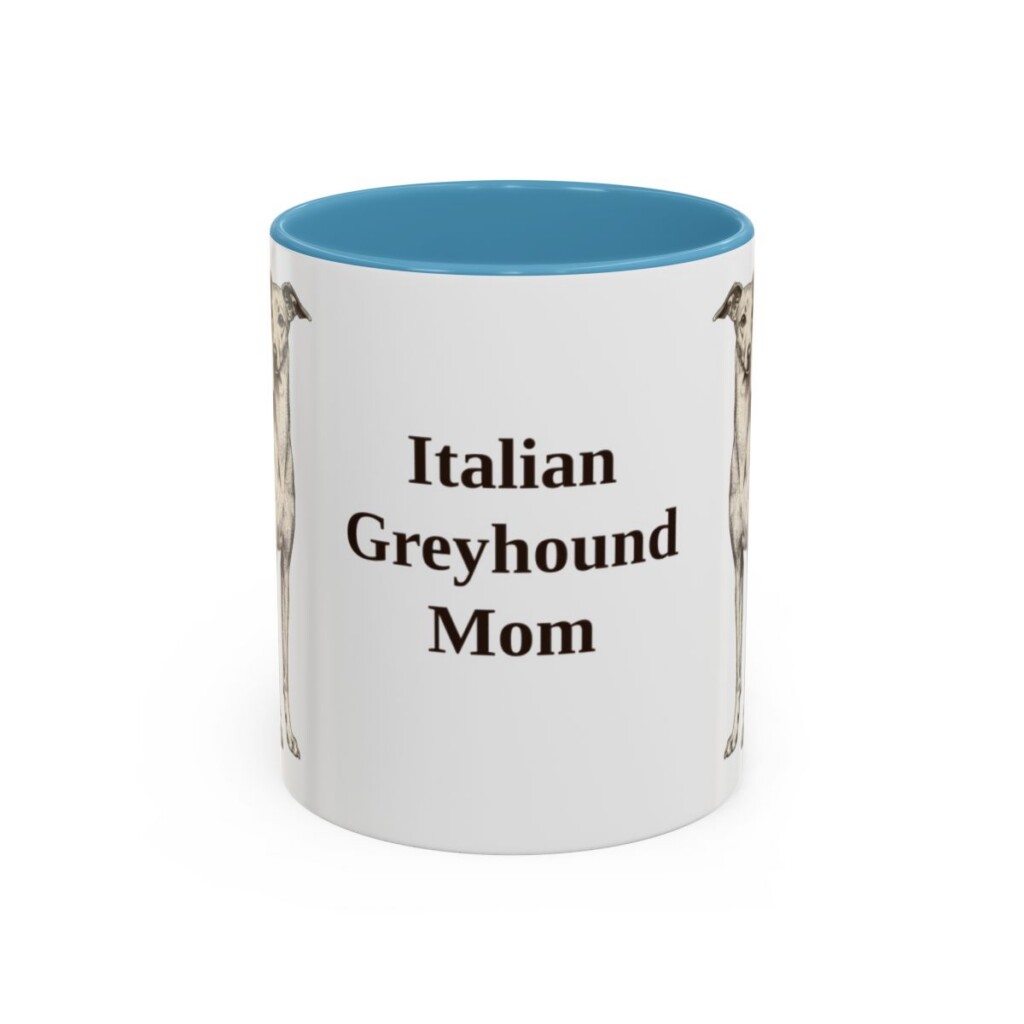 11oz-italian-greyhound-mug-mom-light-blue 11oz Italian Greyhound Dog Mom Mug, Light Blue, front view