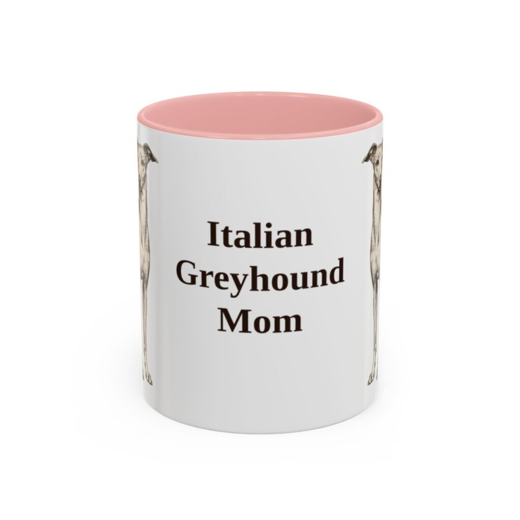 11oz-italian-greyhound-mug-mom-pink 11oz Italian Greyhound Dog Mom Mug, Pink, front view