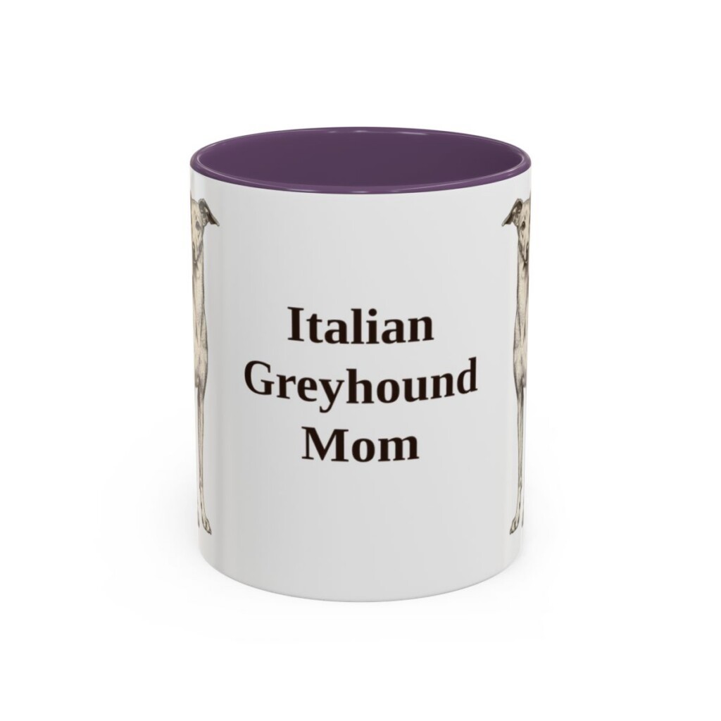 11oz-italian-greyhound-mug-mom-purple 11oz Italian Greyhound Dog Mom Mug, Purple, front view
