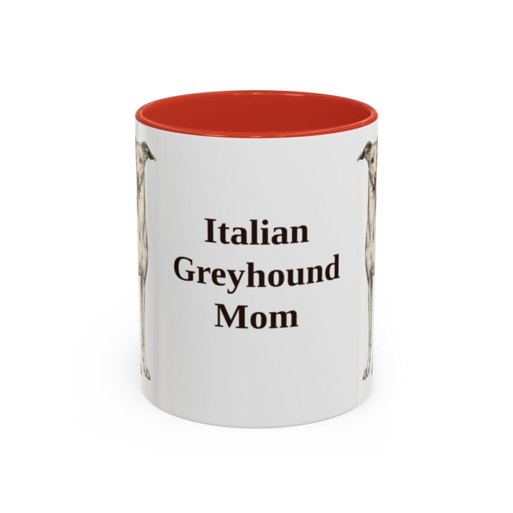 11oz-italian-greyhound-mug-mom-red 11oz Italian Greyhound Dog Mom Mug, Red, front view