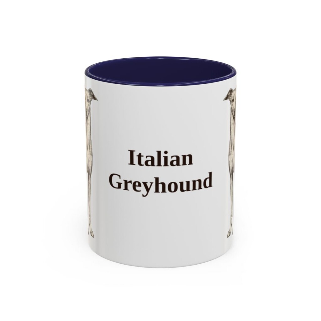 11oz Italian Greyhound Mug, Navy, front view