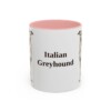 11oz Italian Greyhound Mug, Pink, front view