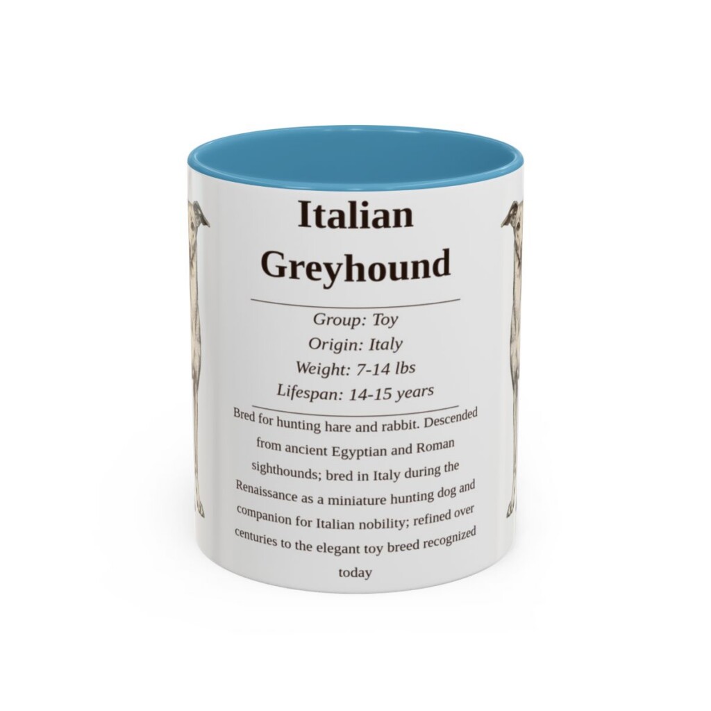 11oz-italian-greyhound-mug-writeup-light-blue 11oz Italian Greyhound Mug, Light Blue, front view