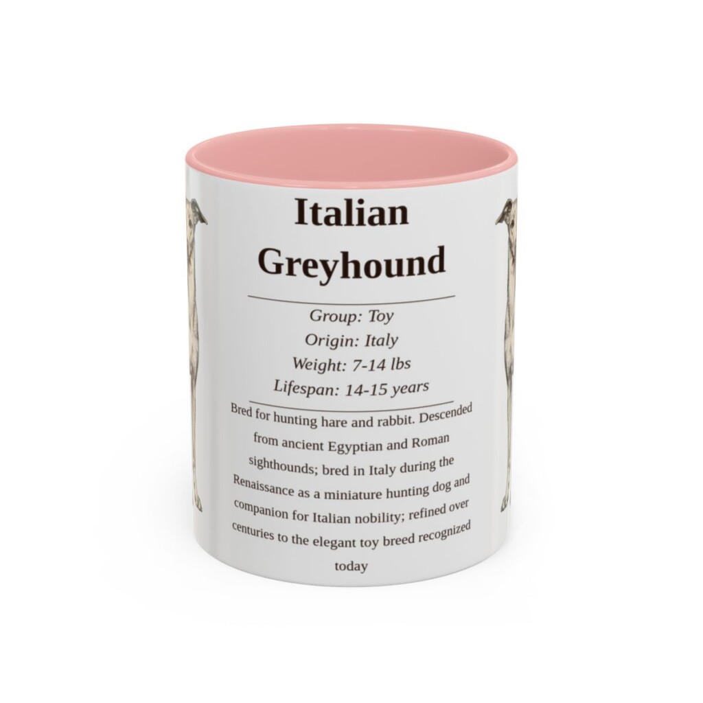 11oz-italian-greyhound-mug-writeup-pink 11oz Italian Greyhound Mug, Pink, front view