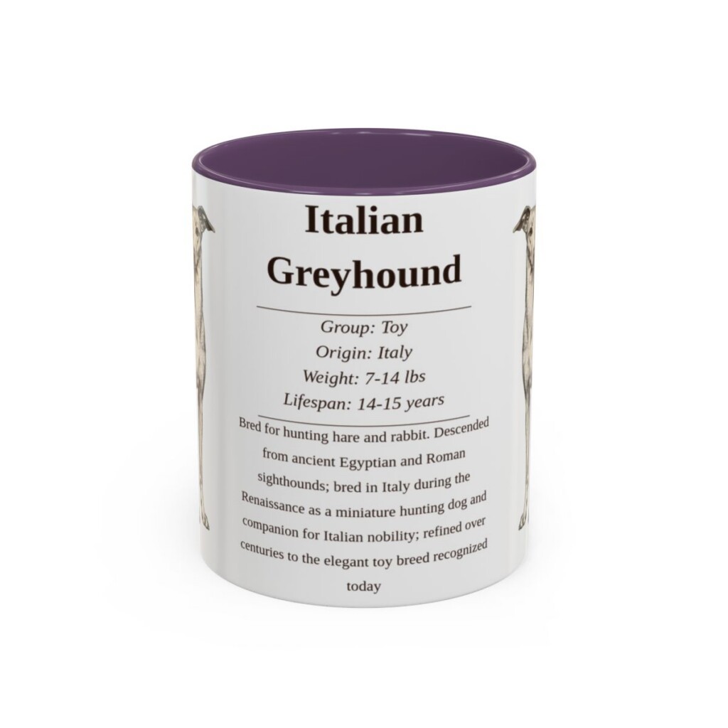 11oz-italian-greyhound-mug-writeup-purple 11oz Italian Greyhound Mug, Purple, front view