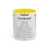 11oz-italian-greyhound-mug-writeup-yellow 11oz Italian Greyhound Mug, Yellow, front view
