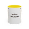 11oz Italian Greyhound Mug, Yellow, front view