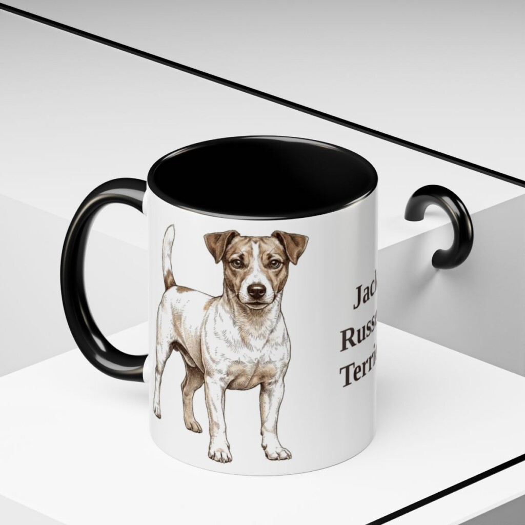 11oz Jack Russell Terrier Mug, Black, lifestyle photo